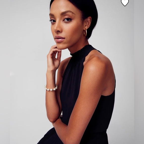 White House Black Market - Pleated Halter Midi Dress, Black, Size 10 - Picture 7 of 10